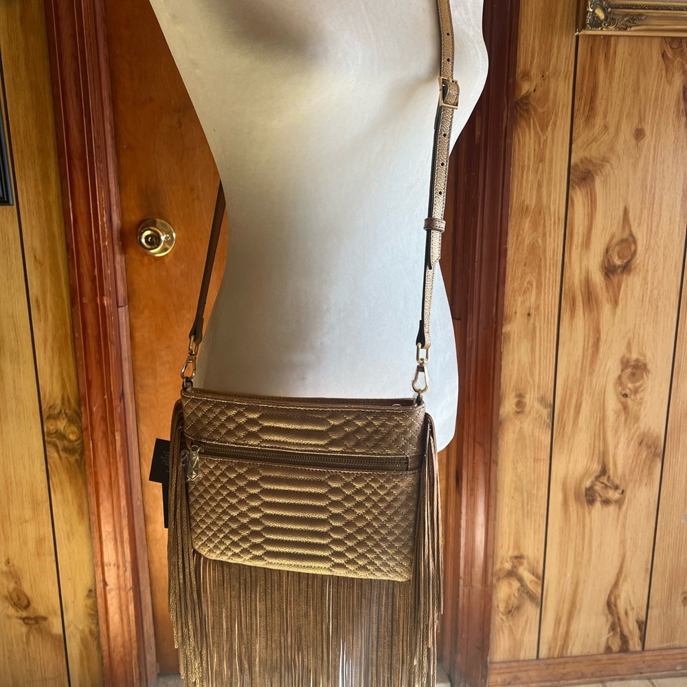 Brian Atwood Gold Fringed Crossbody